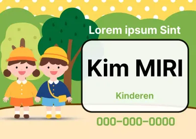 Schattige gele en groene naamplaatjes voor kleuters