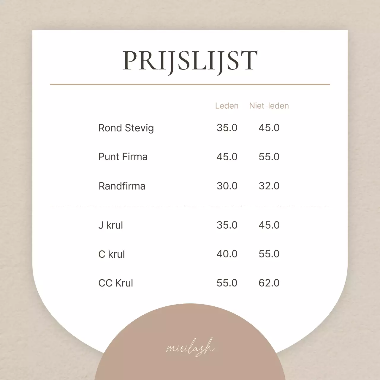 Promoot een evenement voor eenvoudige wimperbehandelingen in bruin en beige