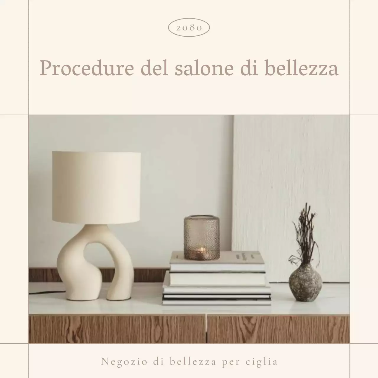 Procedura semplice per le ciglia in promozione di bellezza marrone e beige