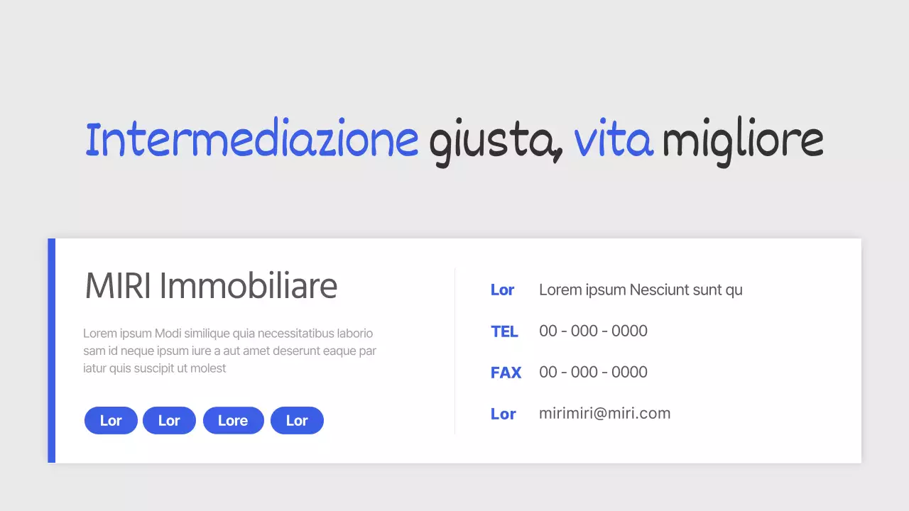 Un semplice annuncio immobiliare in blu e grigio