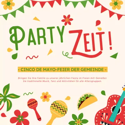 Grüne und rote moderne Cinco-De-Mayo-Feier Veranstaltungswerbung