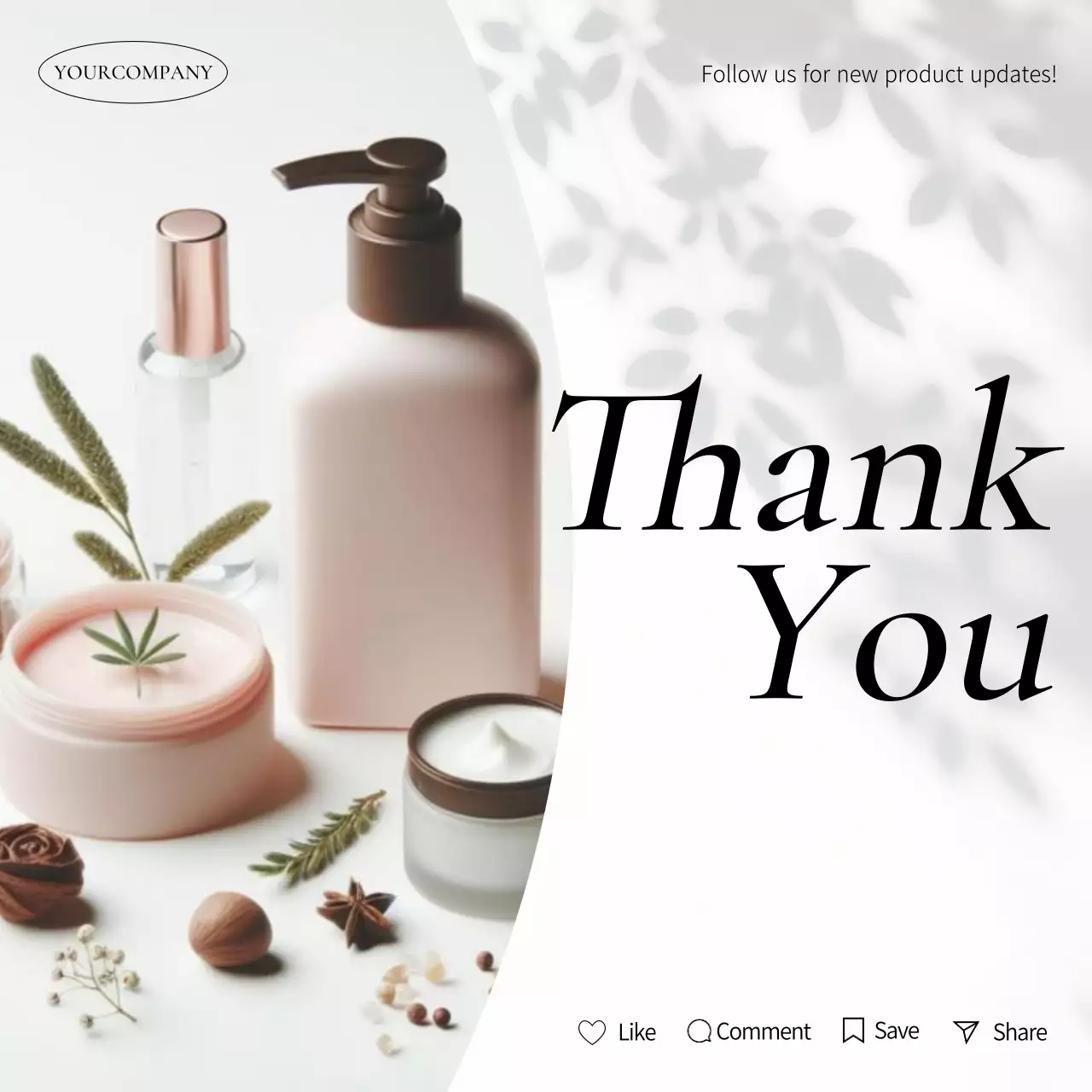 A simple Instagram Q&A page with a natural shadow background and cosmetics photos