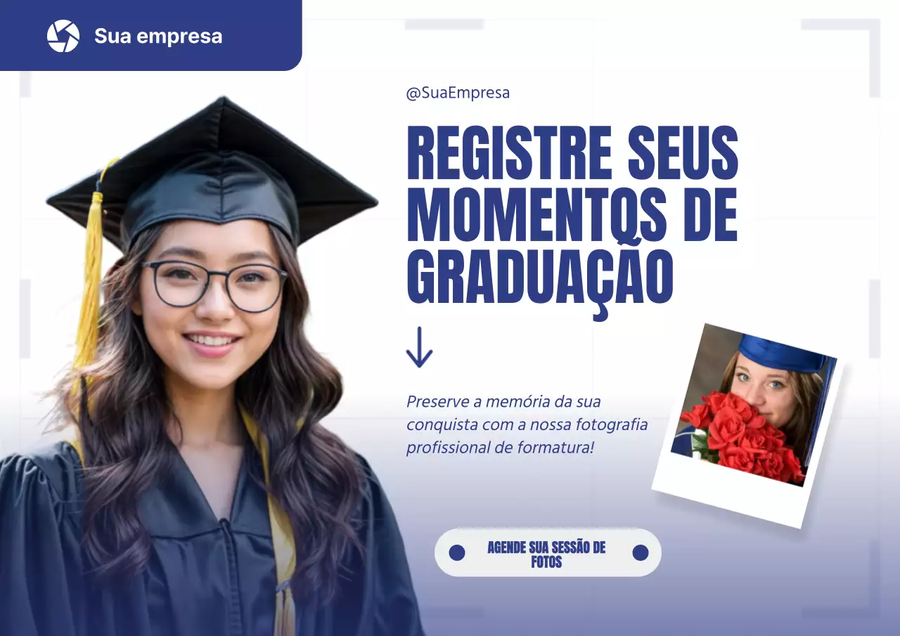Azul Moderno Os teus momentos de formatura Publicidade