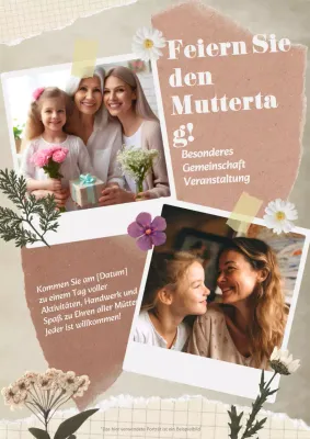Beige-weißes Vintage-Werbematerial zum Muttertag