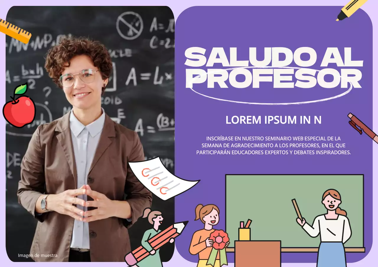 Webinar moderno en púrpura y blanco para la publicidad del Día de Agradecimiento a los Profesores