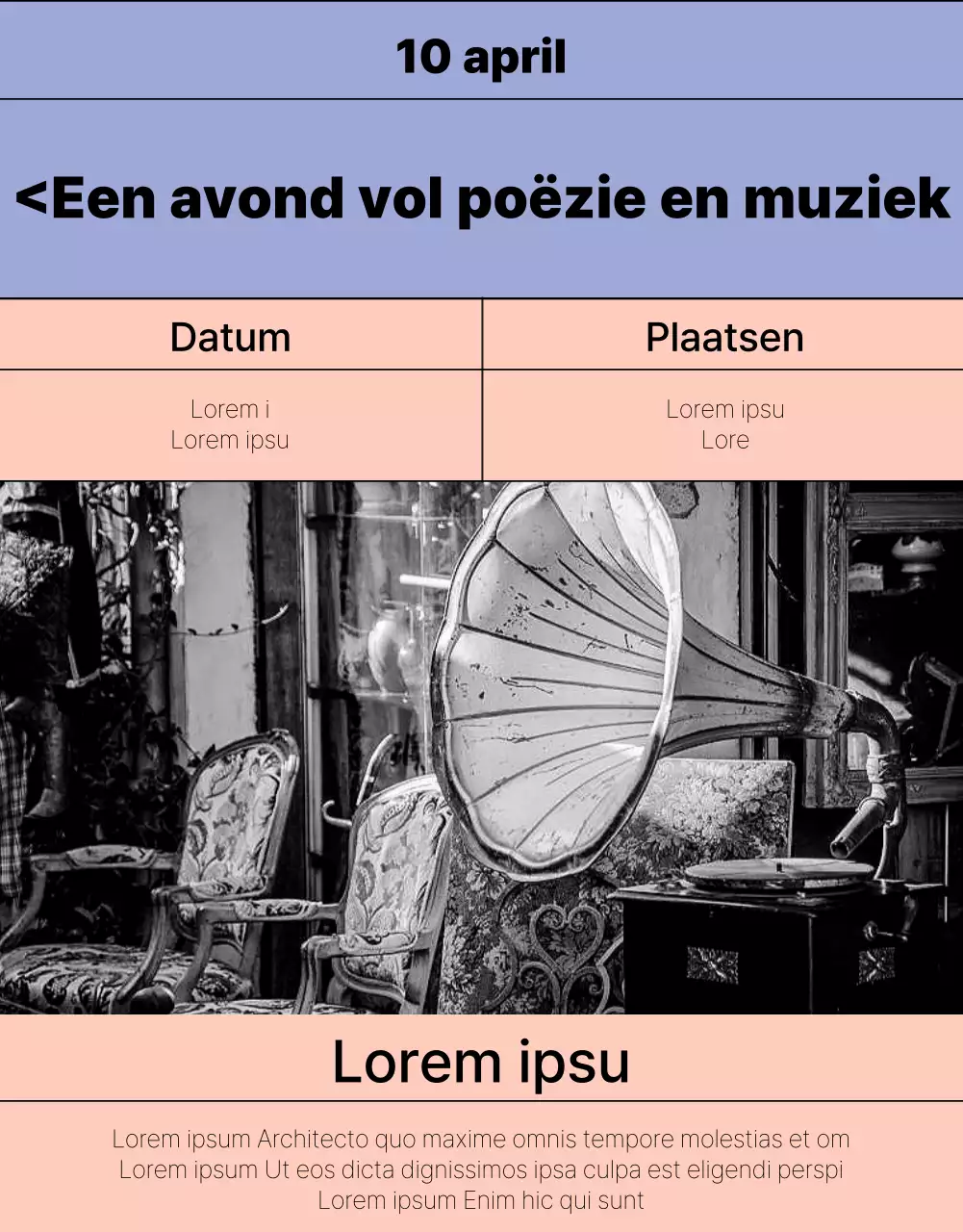 Eenvoudige mauve en roze showprogramma-informatie