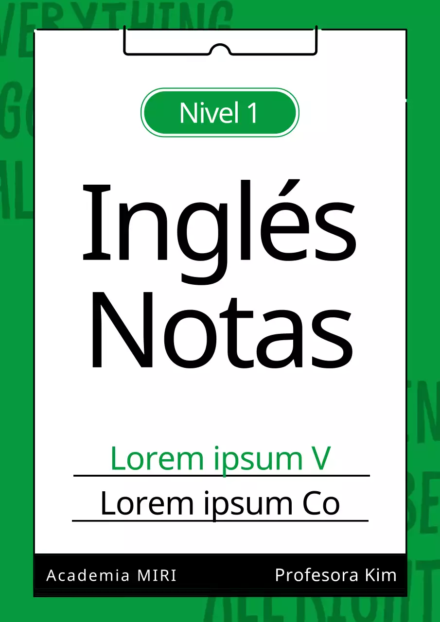 Portada del cuaderno Simple English en verde y negro