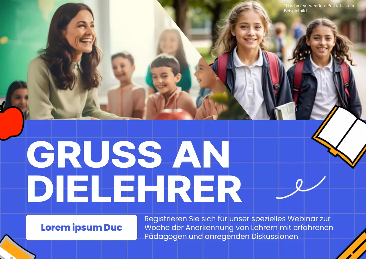 Blaues und weißes modernes Webinar für die Lehreranerkennungswoche Werbung
