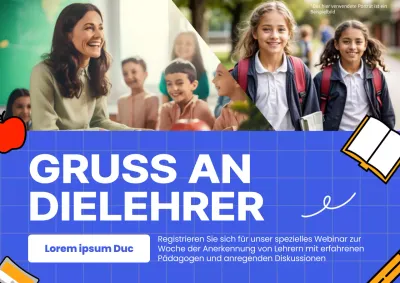 Blaues und weißes modernes Webinar für die Lehreranerkennungswoche Werbung