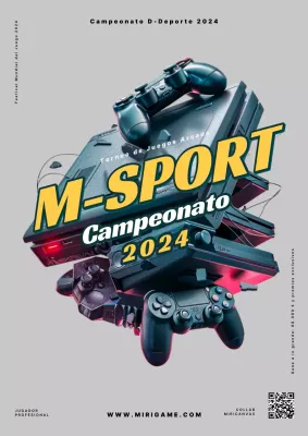 Volante geométrico verde y amarillo para campeonato de esports