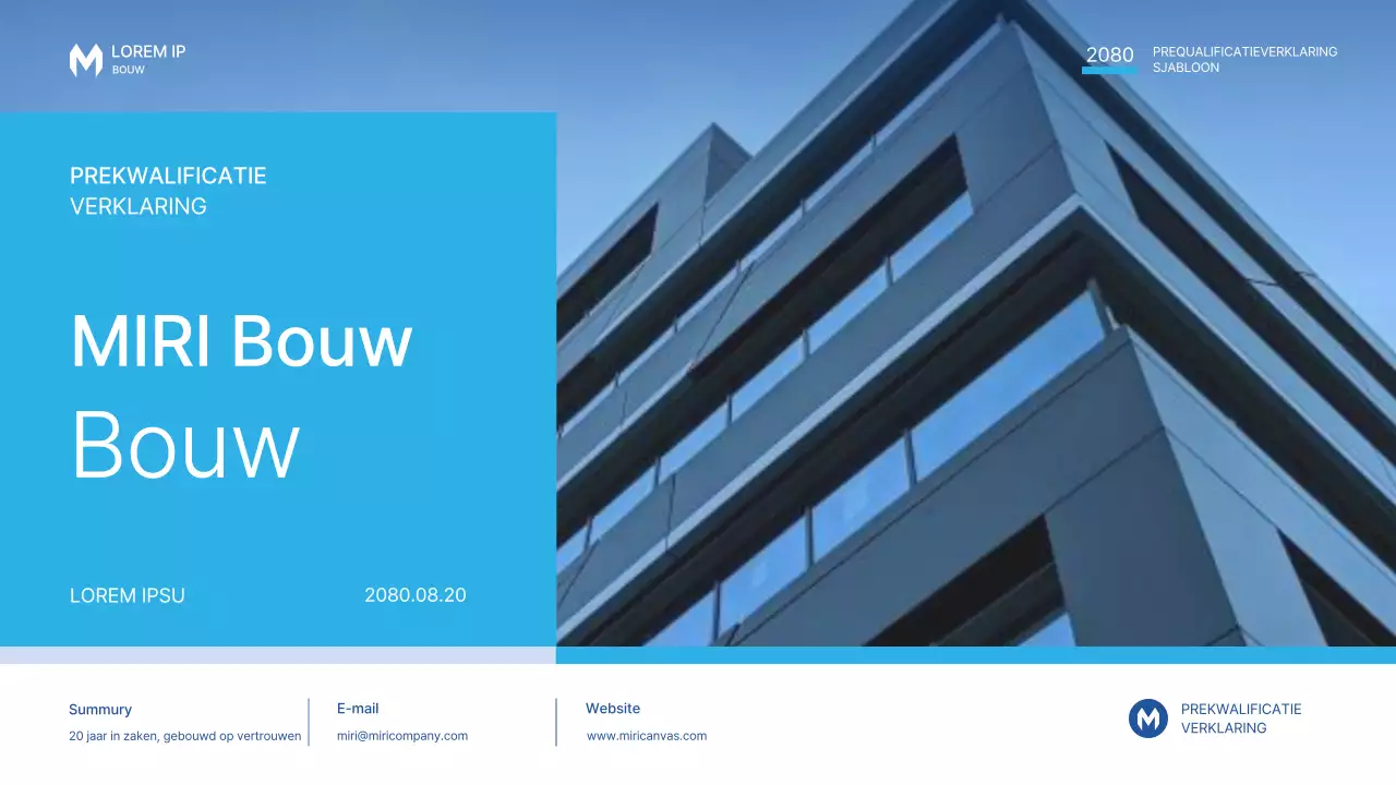 Een eenvoudig blauw en lichtblauw bouwuitnodigingsvoorstel