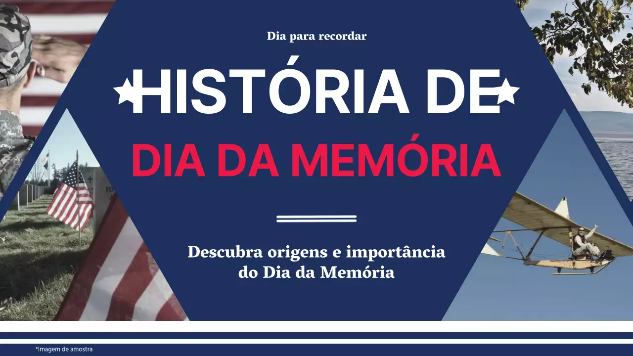 Celebração moderna azul e vermelha do Dia da Memória Introdução