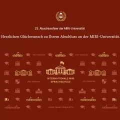 Universität High-School-Abschlussfeier Foto-Stand Foto-Zone Design mit Schulgebäude Illustration Muster auf roten luxuriösen Hintergrund