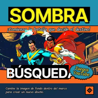 Promueva los dibujos animados retro en naranja y azul