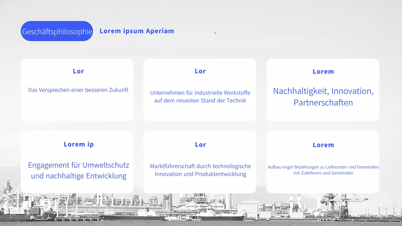 Ein minimalistischer Businessplan für die Schwerindustrie in Blau