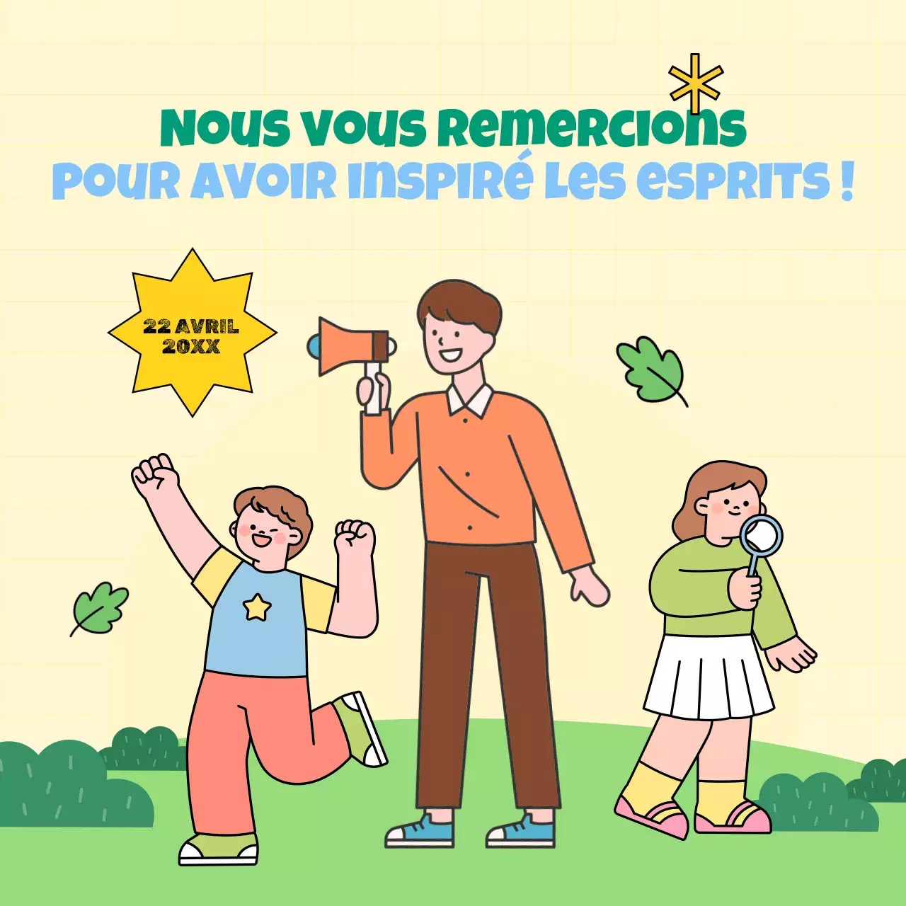 Campagne de la Journée de la Terre de l'école moderne jaune et bleue