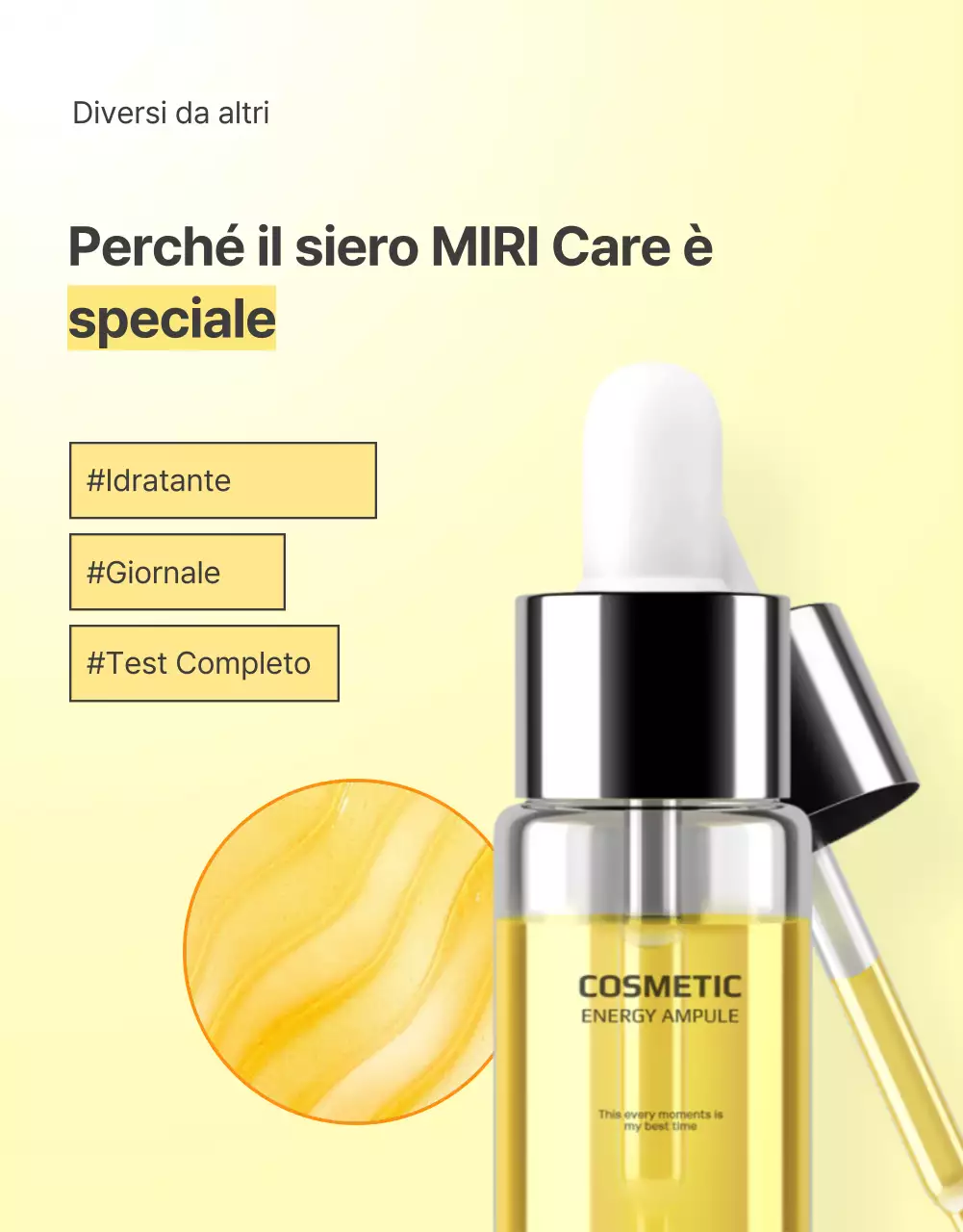 Promuovere cosmetici semplici per la cura della pelle in giallo e arancione