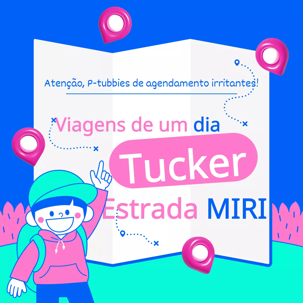 Promover viagens de um dia cor-de-rosa e azul