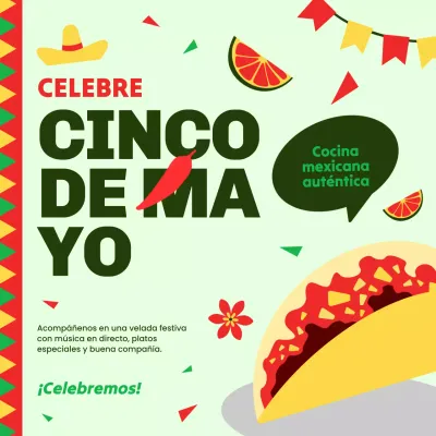 Anuncio verde y rojo de promoción de alimentos modernos