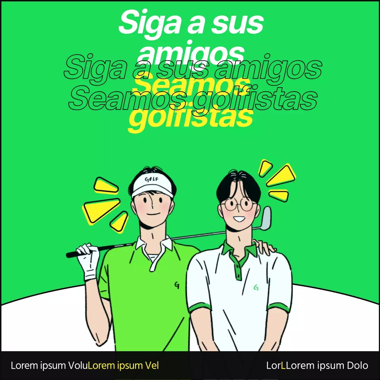 Promocione su evento de presentación de la academia de golf con una sencilla combinación de colores verde lima