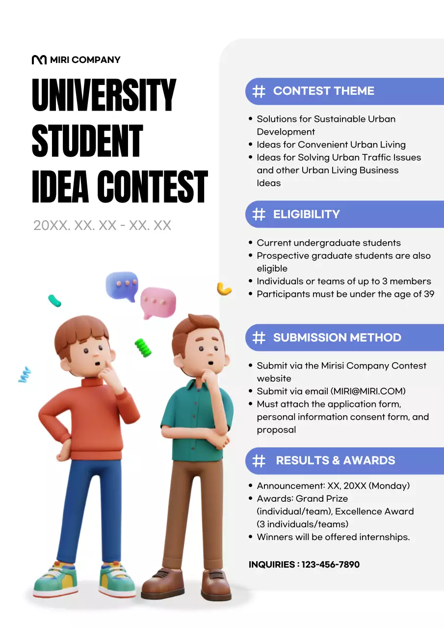 White Modern Student Contest Announcement Poster