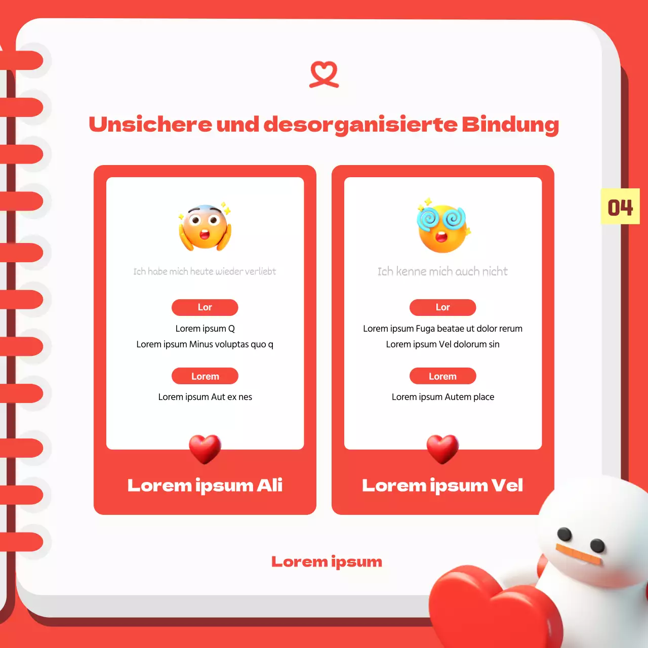 Der süße kleine romantische Persönlichkeitstest von Rot und Gelb