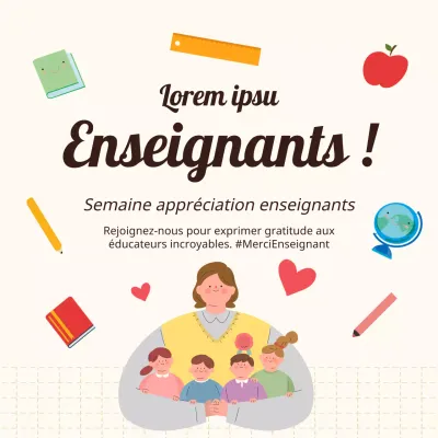 Publicité beige et rouge pour la journée des enseignants