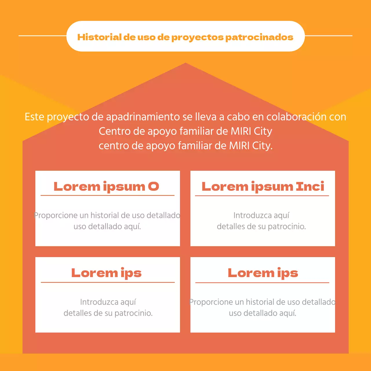 Un sencillo informe naranja y amarillo del historial de donaciones