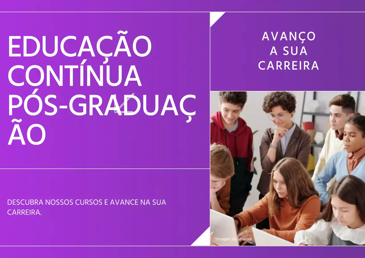 Anúncio do curso de aprendizagem moderna em roxo e branco