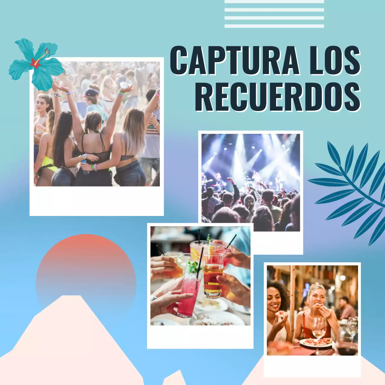 Campaña de fiesta de primavera del bar de moda azul y naranja