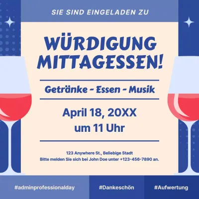 Navy und Beige Moderne Verwaltungsfachleute Tag Mittagessen Party Einladung