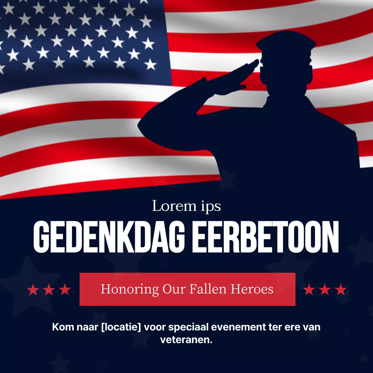 Blauw en rood gedurfd modern Memorial Day-evenementpubliciteit