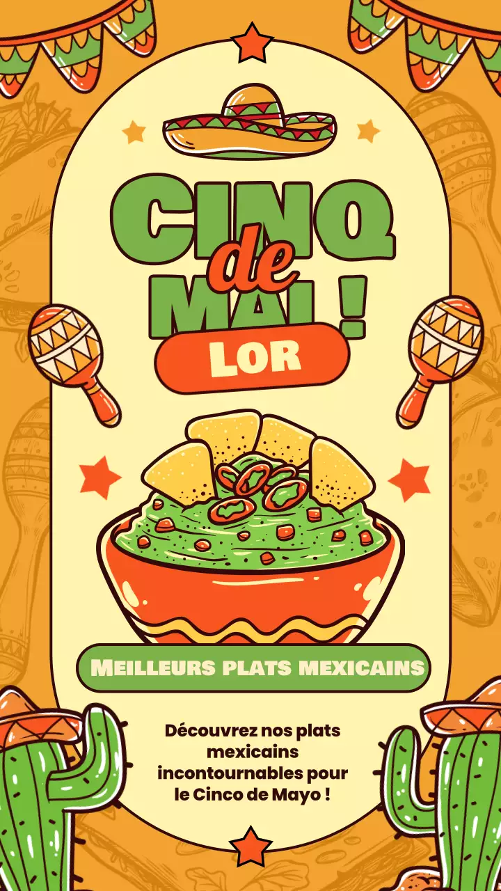 Orange Green Modern Cinco de Mayo Eats Publicité