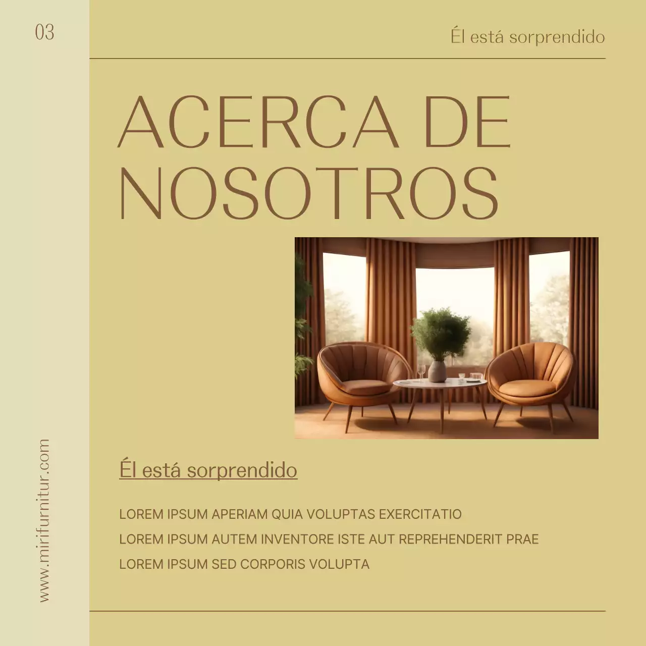 Promocionar un sencillo producto de mobiliario interior en amarillo y marrón