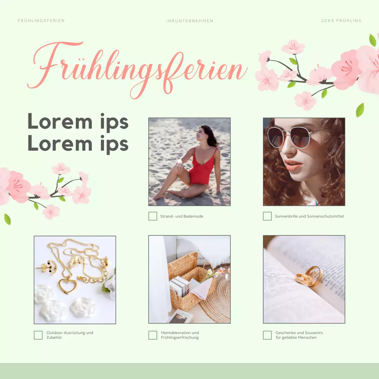 Grün und Rosa Elegant Spring Break Sale Aktion