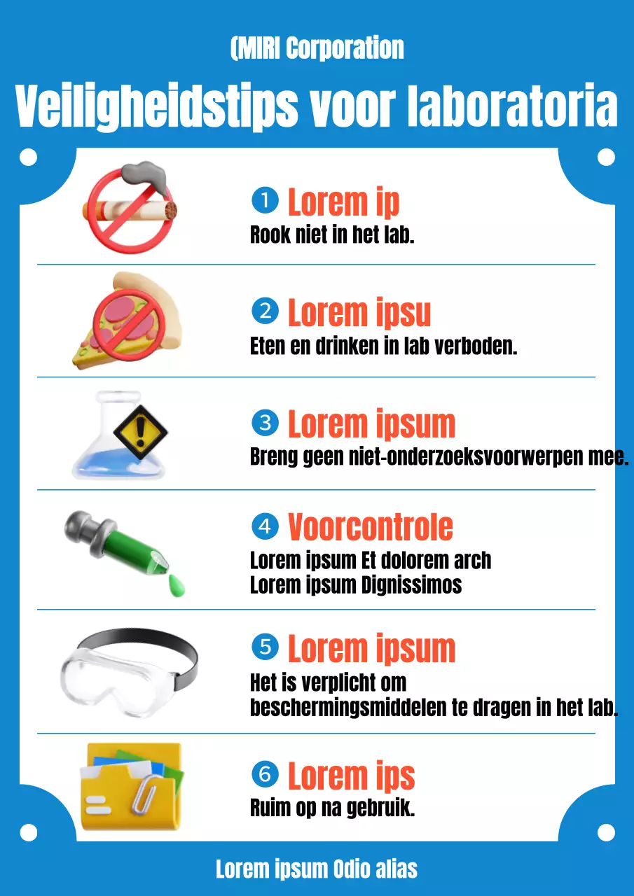 Het blauwe en oranje lab is een veiligheidsherinnering