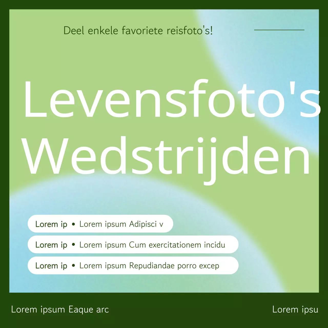 Promoot een eenvoudig leven fotowedstrijd in kaki en lichtblauw