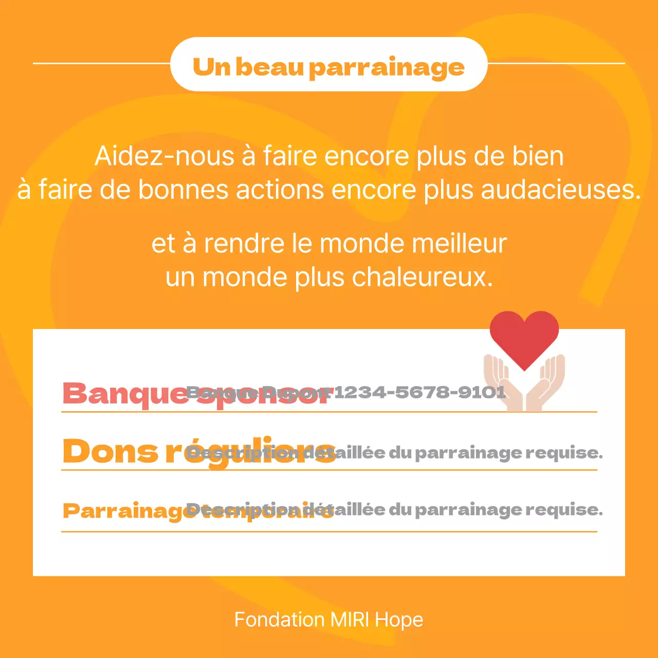 Un simple rapport orange et jaune sur l'historique des dons