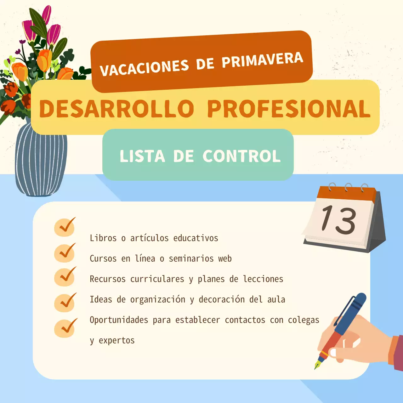 Amarillo y naranja Guía moderna del profesor para unas vacaciones de primavera productivas Introducción