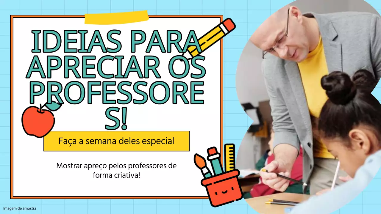 Guia de presentes modernos azuis e amarelos para o Dia do Professor