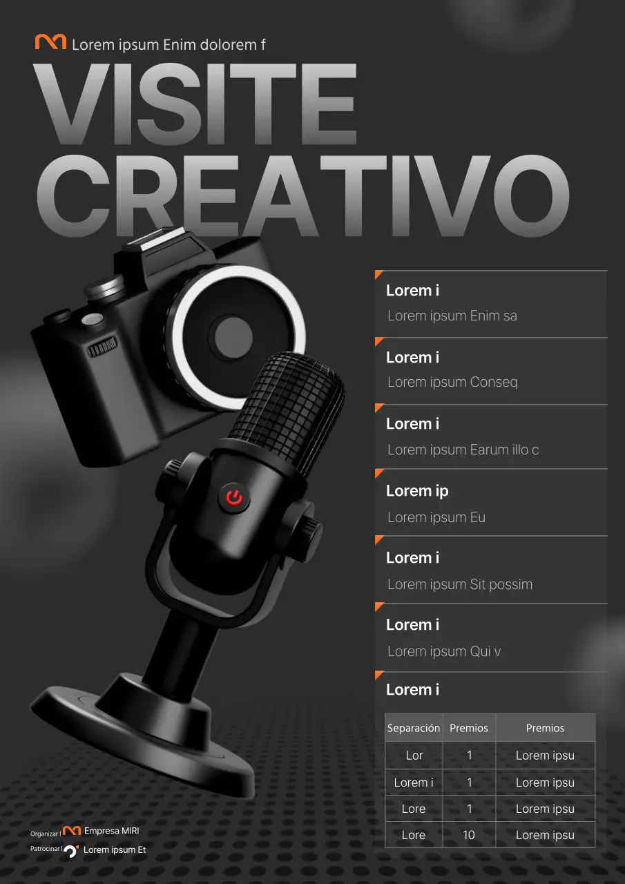 Promover una competición sencilla en negro y naranja