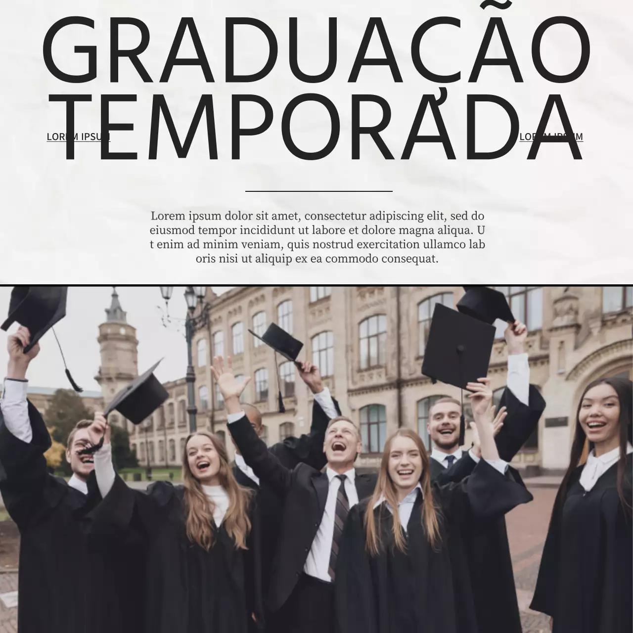 Nota de formatura em preto e branco simples e elegante