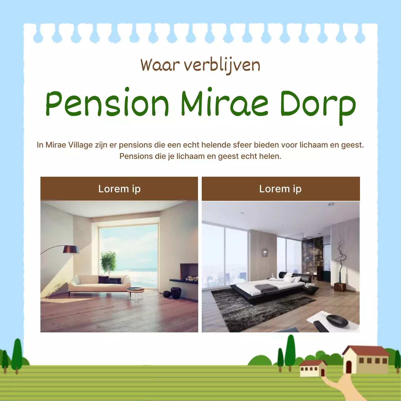 Bevorder eenvoudige landelijke ervaringen in lichtblauw