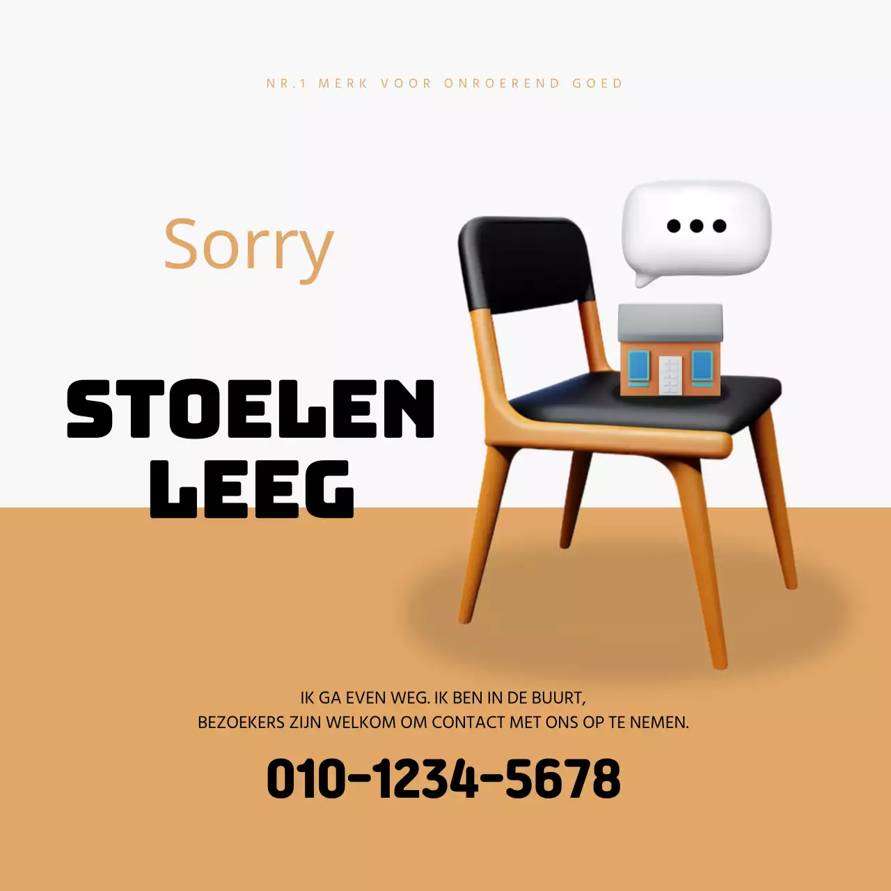 Een eenvoudig bruin en zwart bericht voor buitengebruikstelling van eigendommen