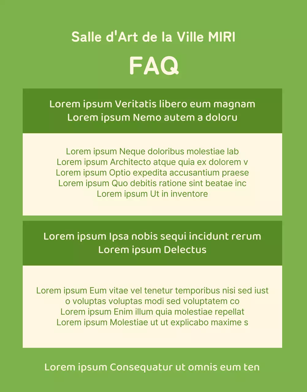 Informations sur le programme des spectacles dans cette salle accueillante aux couleurs vertes et ivoires.
