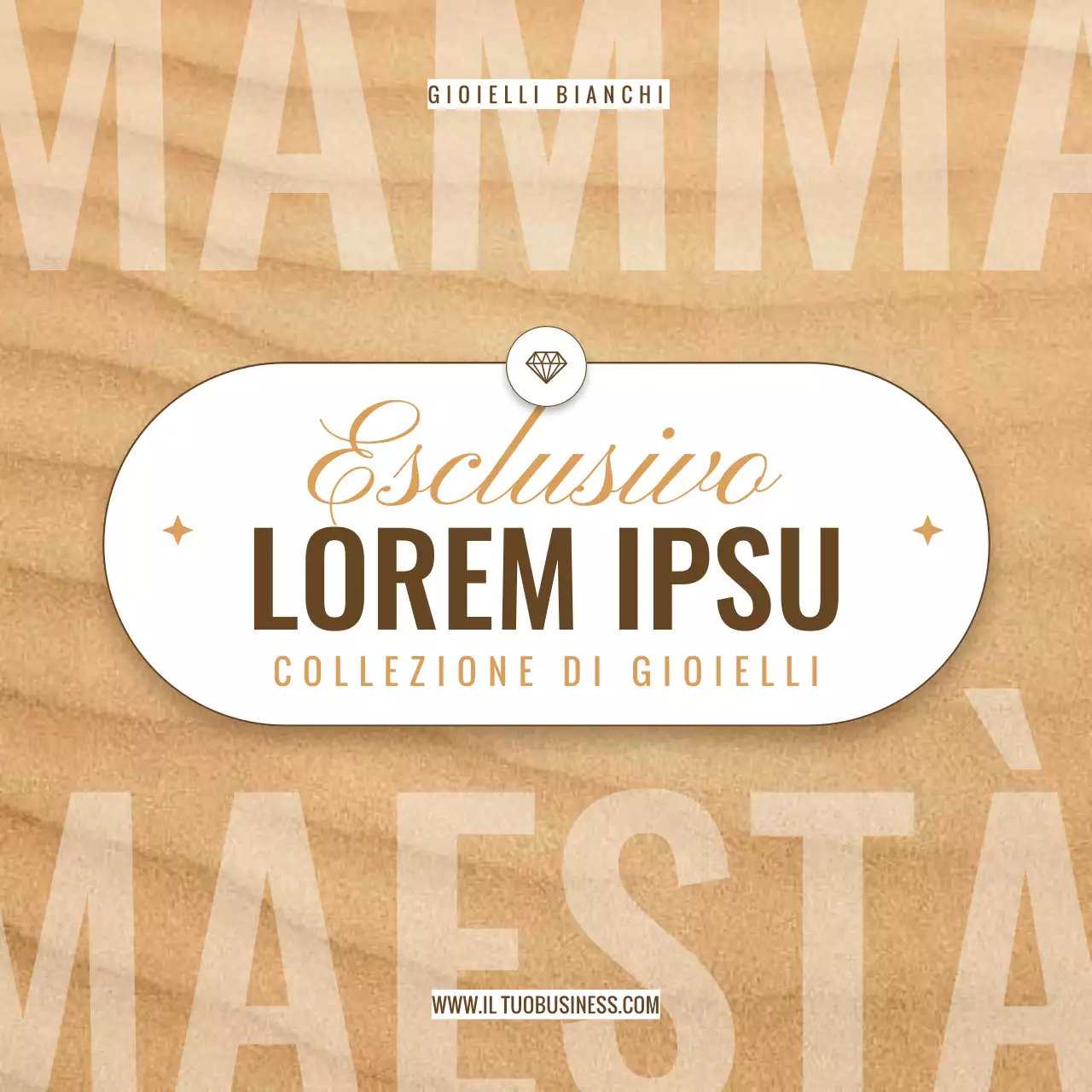 Collezione di gioielli moderni ed esclusivi in beige e oro Pubblicità speciale per la festa della mamma