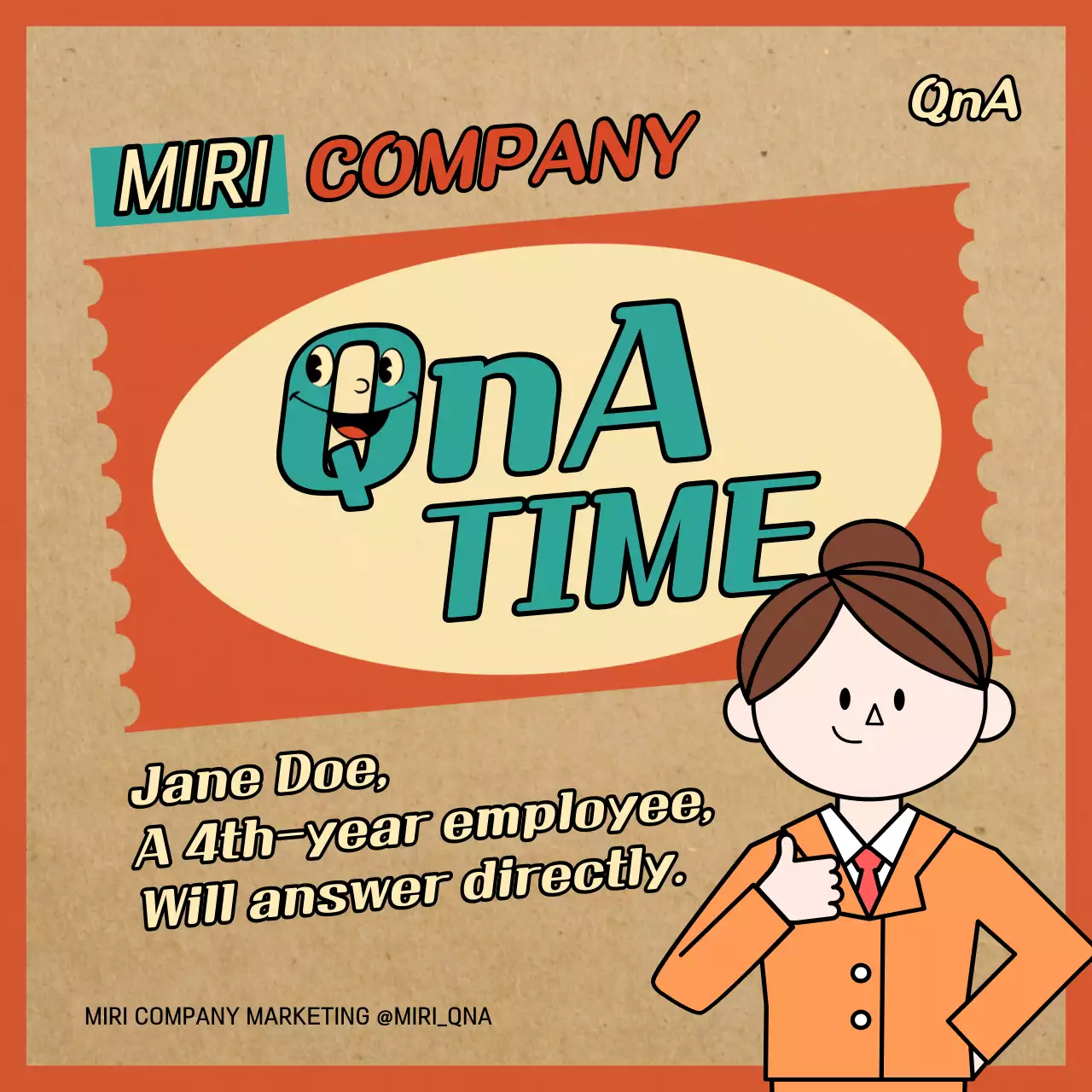 오렌지 레트로 Qna 광고 소셜 미디어 게시물