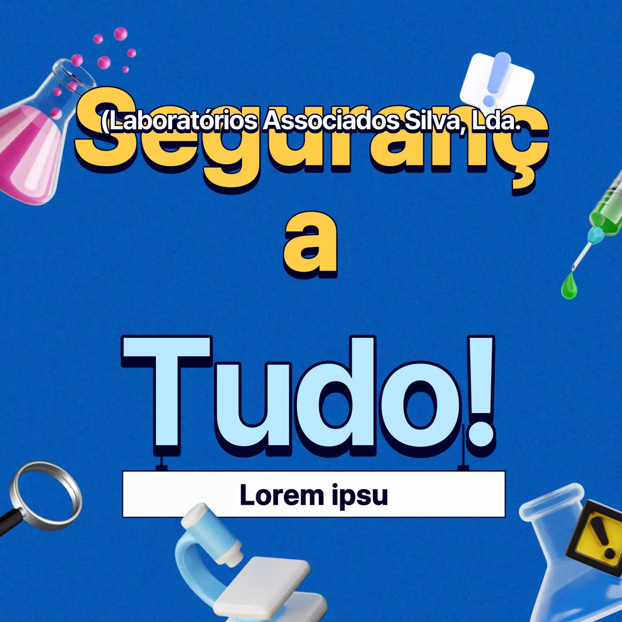 Conselhos de segurança para laboratórios em azul e amarelo