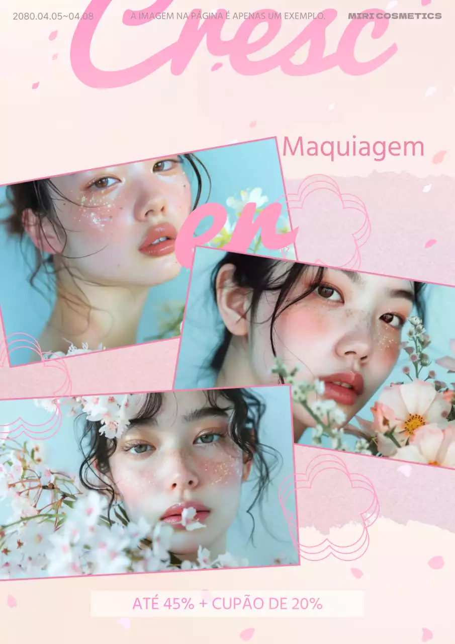 Anúncio de cosméticos da moda em cor-de-rosa