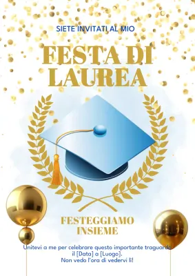 Invito semplice per la festa di laurea in blu e giallo